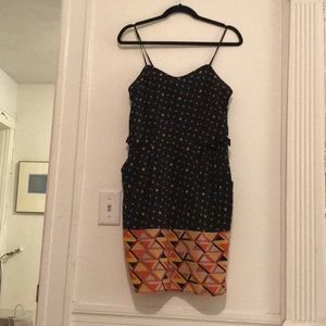 Black patterned spaghetti strap dress